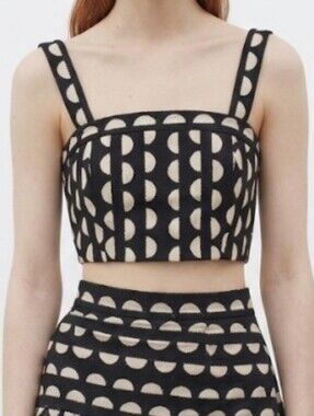 Three Graces London Crop Top Black White Embroidered Resort Luxury Vacation 12